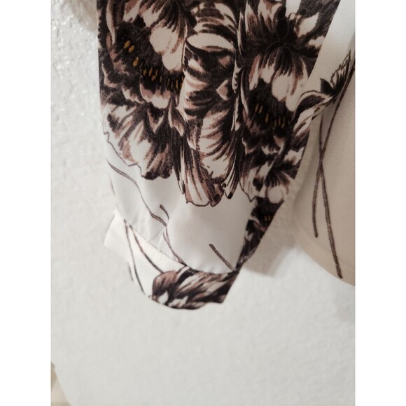 Career Floral Blouse Womens Small V Neck Lightweight Cuff Top Ann Taylor Factory - Picture 4 of 8